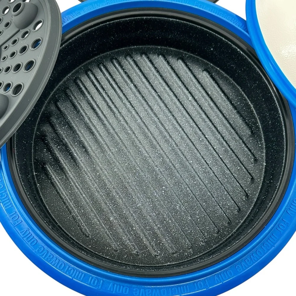 Range Mate Microwave Grill Cooker - Blue/White - Grills, Bakes, Steams & Sautés